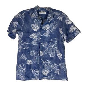 Lefties Shirt Boys Blue White Button Down Cotton Short Sleeve Casual 11-12 Years